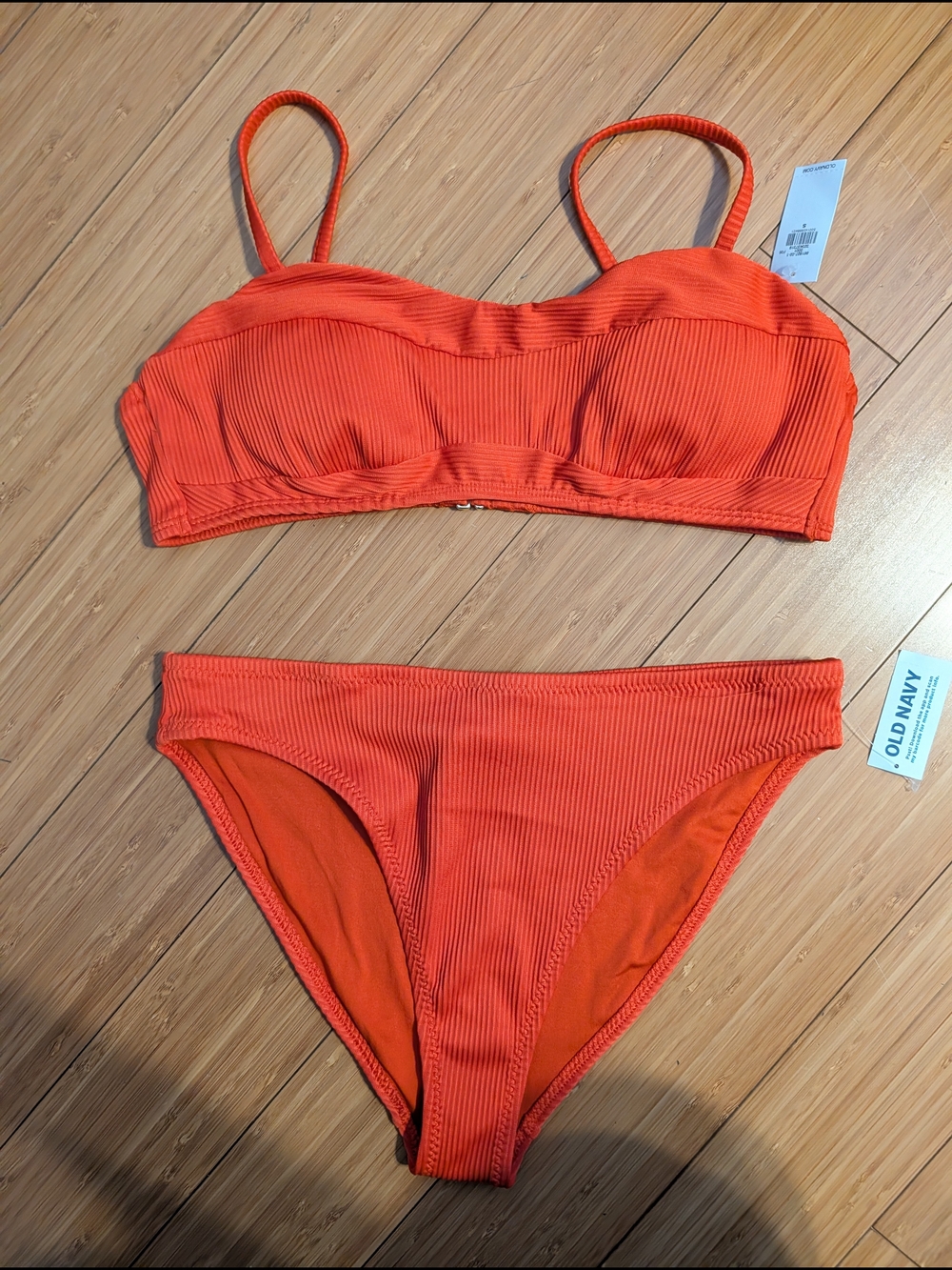 Old Navy Ribbed Orange Bikini Set - Women's Two-Piece Swimwear